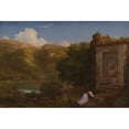 thumbnail image 2 of Thomas Cole 18x13 Black Ornate Wood Framed Double Matted Museum Art Print Titled - The Penseroso (1845), 2 of 5
