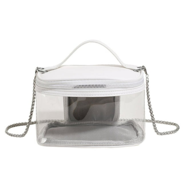 AMERTEER Sac Messager pour Femmes Chaîne PVC Transparent Sacs à Main en Gelée Sac Cosmétique (Noir)