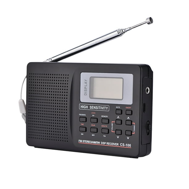 Receptor de radio FM/AM/SW de frecuencia completa que recibe reloj despertador tipo 1 (se envía sin baterías)