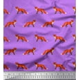 thumbnail image 1 of Soimoi Purple Rayon Crepe Fabric Fox Animal Print Fabric by Yard 46 Inch Wide, 1 of 3