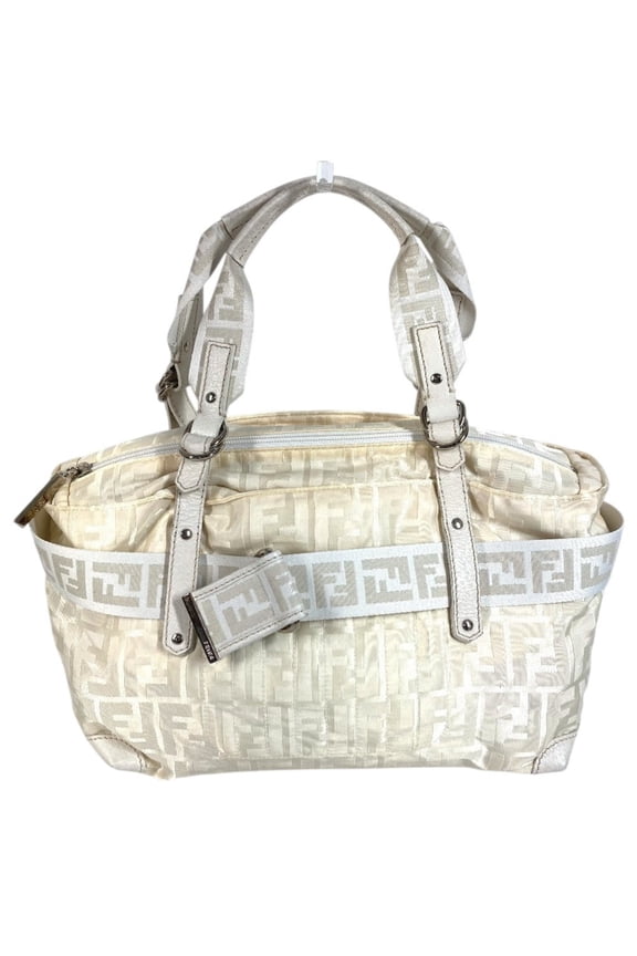 Pre-Owned FENDI Zucca FF Logo Belt Bag, Tote Shoulder Handbag, Nylon Canvas Leather, Men's &...