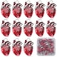 thumbnail image 1 of 1 caja de 30 dijes de corazón a granel, dijes anatómicos de aleación, esmalte rojo, metal plateado, corazones góticos 3D, dijes huecos., 1 of 6