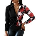 thumbnail image 4 of IROINID Clearance Womens Long Sleeve V-Neck Shirts Shirts For Button Down Floral Graphic Contrast Color Novelty Fall Blouses,Red, 4 of 7