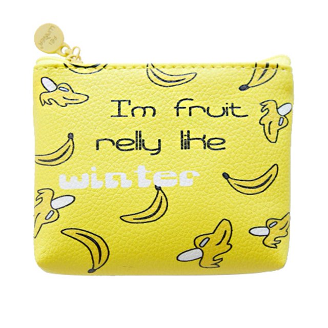 Mini monedero para niños pequeño bolso de dinero cartera corta Pu bolsa con cremallera (plátano)