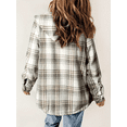 thumbnail image 2 of ZOELNIC Women's Plaid Shacket Long Sleeve Fleece Hooded Jacket with Flap Pockets, 2XL, 2 of 6