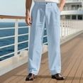 thumbnail image 4 of Handshe Men's Casual Business Pants with Minimalist Striped Straight-Leg Button Waistband and Pockets,Plus Size, 4 of 9