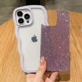 thumbnail image 2 of for iPhone 12 Pro Max Case Bling Glitter Curly Wave Frame Shape Soft TPU Shockproof Cute Phone Case for iPhone 12 Pro Max 6.7 Inch Women Girl Purple, 2 of 12