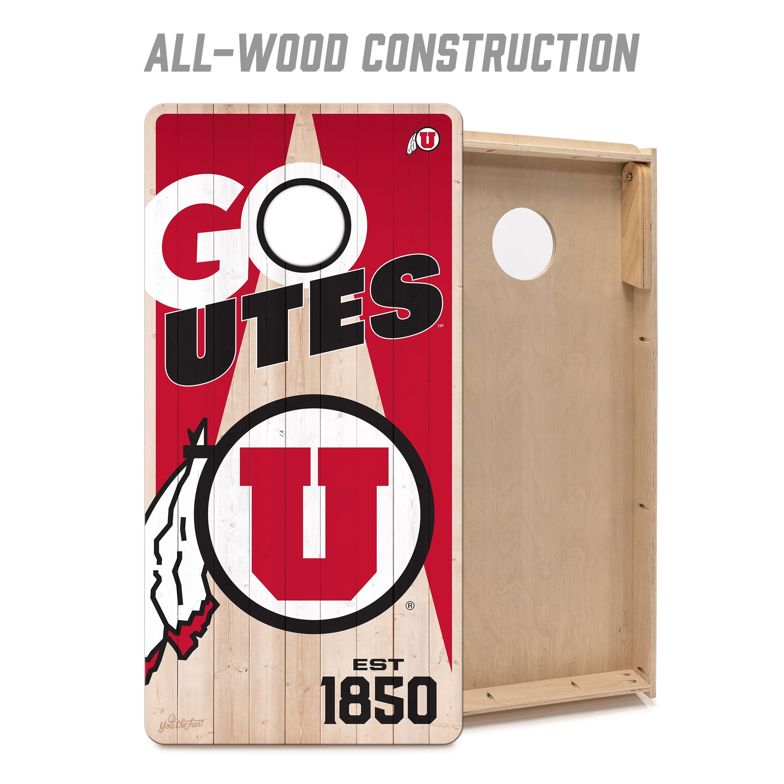 YouTheFan NCAA Utah Utes 2' x 4' Cornhole Game No Bags