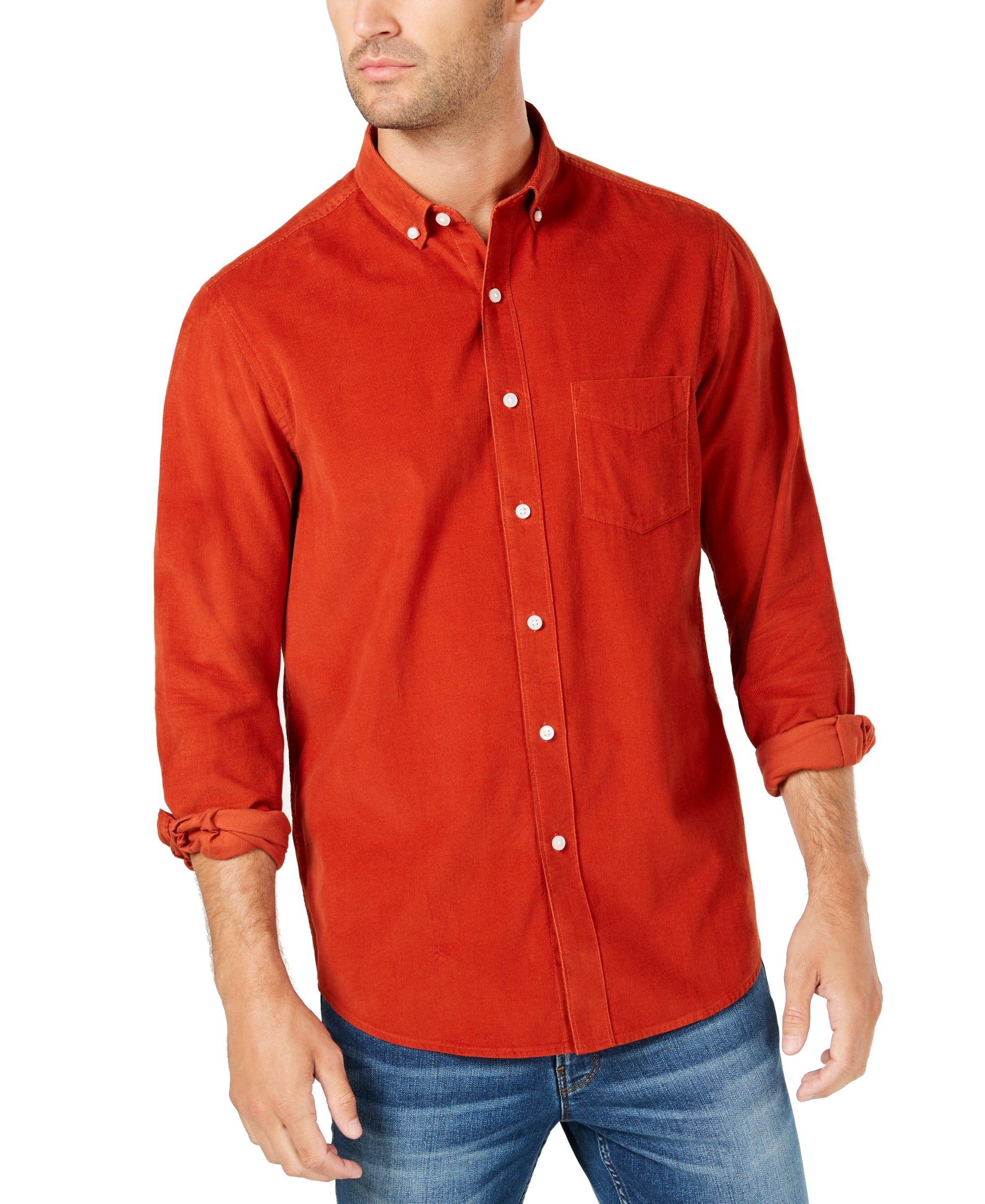 Copper Mens Corduroy Button Down Shirt 