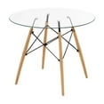 thumbnail image 5 of Heavenly Collection Eiffel Glass Dining Table 32" with Two White Wood Chair, 5 of 5