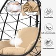 thumbnail image 4 of Hanging Chair for Bedroom, Outdoor Patio Wicker Hanging Egg Chairs with Stand, UV Resistant Hammock Chair with Comfortable Cushion, Durable Indoor Swing Chair for Garden, Backyard, L3956, 4 of 10