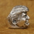 thumbnail image 5 of 925 Sterling Silver Half Skull USA President Ring Punk Jewelry TA413 Large Model US Size 16, 5 of 16