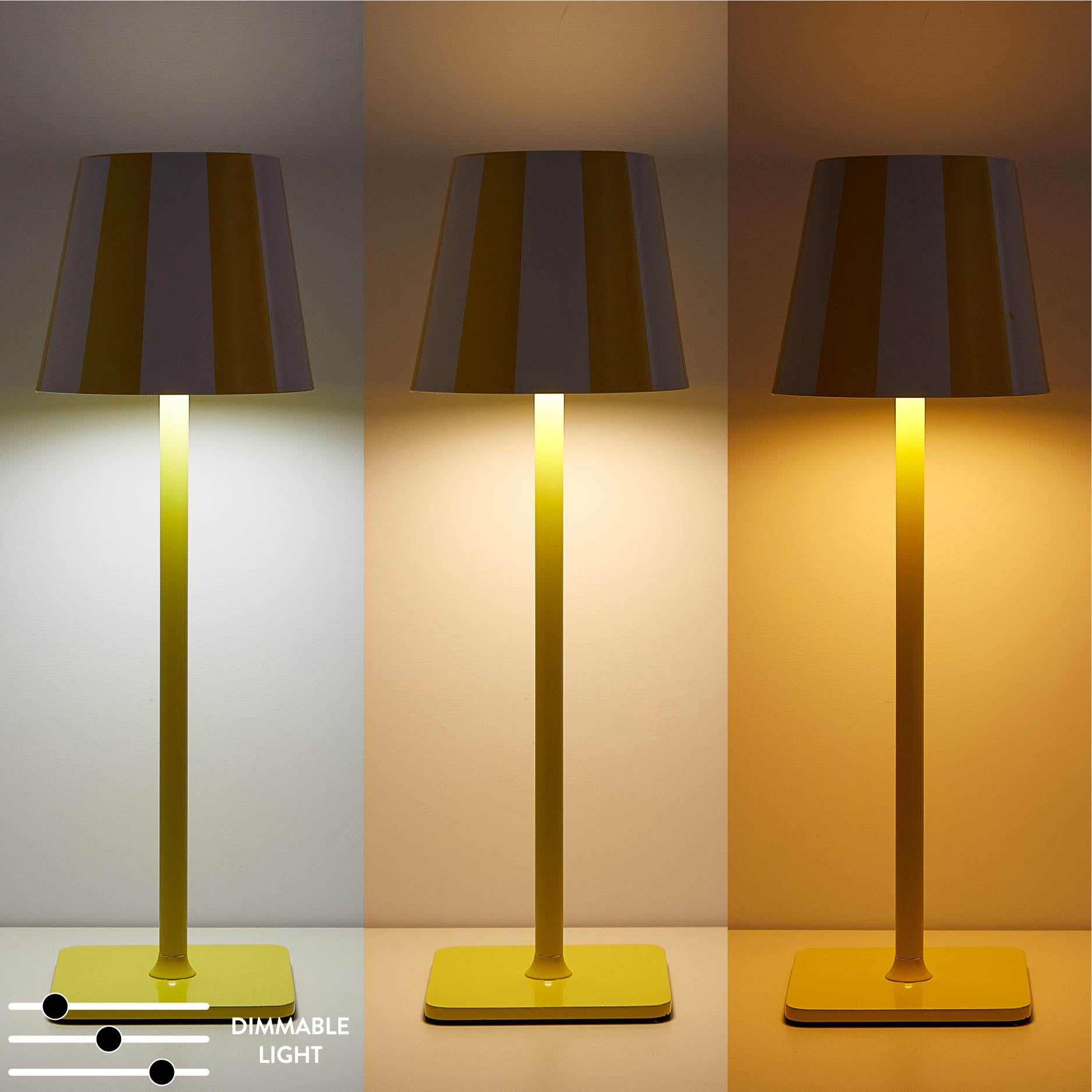 Mainstays 13" Indoor/Outdoor Rechargeable Yellow Stripe Table Lamp 2 Pack