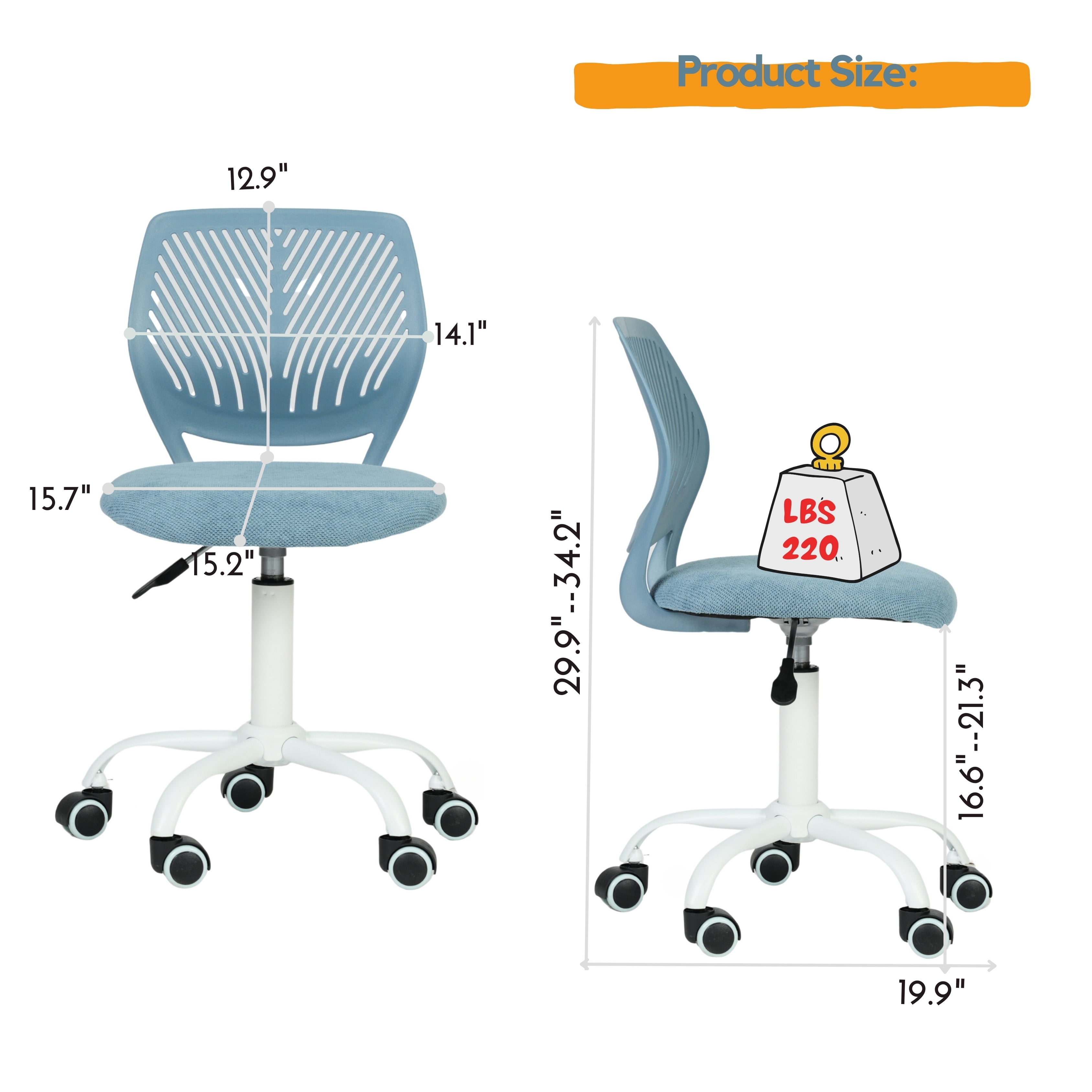Homy Casa Adjustable Blue Video Game Chair for Gaming, Study, and Home Office