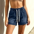 thumbnail image 6 of Yievot Womens Denim Shorts Drawstring Elastic Waist Relaxed Fit Casual Summer Travel Jean Shorts, 6 of 6