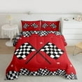 thumbnail image 2 of Homewish Raceing Flag Queen Comforter Set,Classic Checkerboard Bedding Sets,Red White Black Bedding Comforter Set For Boys Kids,Microfiber Bedroom Decor Reversible,3-Piece, 2 of 8