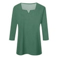thumbnail image 1 of MHFRRA Camisas de Manga 3/4 para Mujer, Blusas de Verano con Cuello Cuadrado y Bloques de Color, Blusas Elegantes e Informales para Mujer Verde, 1 of 3