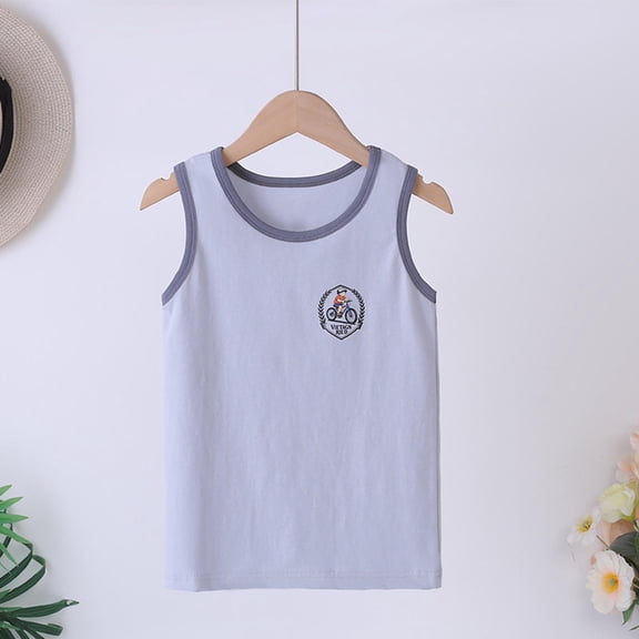 ITSAME Boys Tank Tops, Breathable Comfort Cotton Crew Neck Casual Fashion Tank Tops Gray Size 13-14