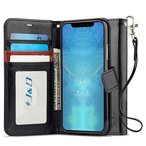 J&D Case Compatible for iPhone XR Case, [RFID Blocking Wallet] [Slim Fit] Heavy Duty Shock