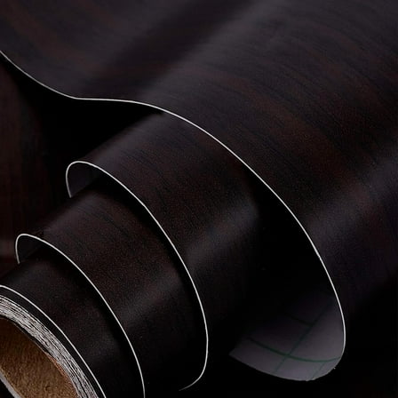 Wood Self Adhesive Paper 16 x 118 inch Peel and Stick Wallpaper Removable Waterproof Wallpaper(Black) for Decorative Wall Covering Vinyl Film Shelf Drawer Desk Cabinet Liner Roll 1roll