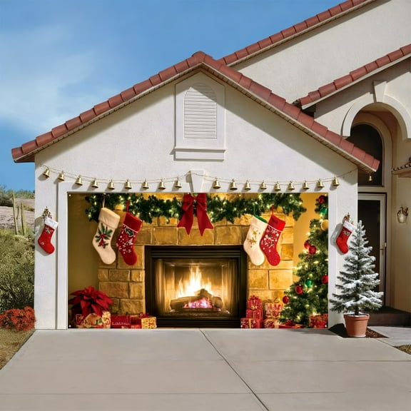 ToyKingdee Christmas Garage Door Banner Cover, Fabric Nativity Scene Christmas Backdrop Photo Booth Background for Xmas Holiday Winter New Year Eve Party Decorations Supplies