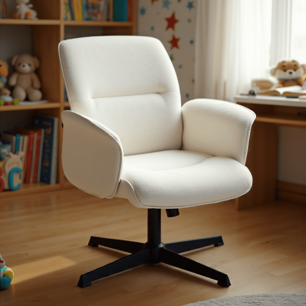 Homy Casa Swivel Accent Chair, Adjustable Height, Lounge Chair for Vanity Patio Bedroom, Ivory