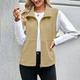 thumbnail image 3 of Fmbrln Womens Fleece Vest Lapel Collar Zipper Sleeveless Fuzzy Vest Fall Winter Warm Coat with Pockets, 3 of 5
