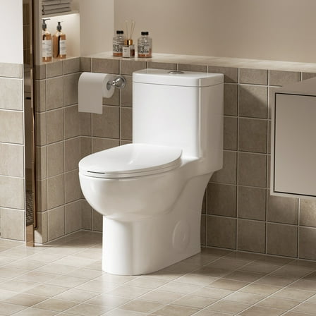 Deiokin Dual Flush One-Piece Toilet 1.1/1.6 GPF, Comfort Height 17" Rimless Siphonic Toilet with Soft Close Seat, 12-inch Rough-In
