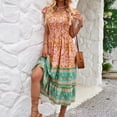 thumbnail image 7 of Boho Dresses for Women, Women's Summer Casual Dress Floral Print V Neck Waist Dress Casual Dress Outfits for Women, 7 of 7