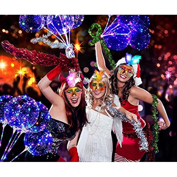 10PCS Globos con luz LED, globos transparentes de burbujas de 20 pulgadas con palos Globos Klkarovin Klkarovin