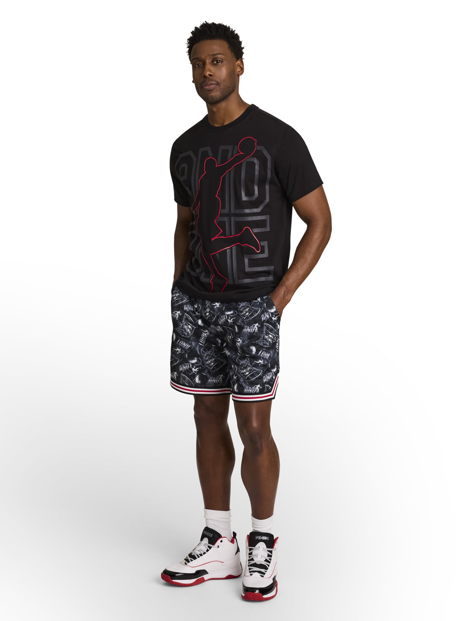 AND1 Men's and Big Men's Challenger Short, 8" inseam, Sizes XS-5XL