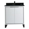 thumbnail image 2 of Fine Fixtures Opulence Collection 30 in. W x 18 in. D x 33 in. H Bathroom Vanity in White Matte with Black Marble Sintered Stone Sink - Black hardware, 2 of 8