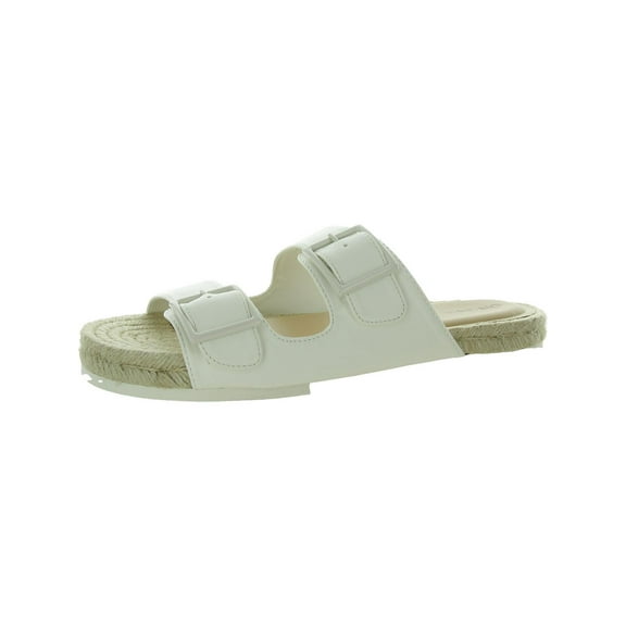 On 34th Womens Milaa Buckle Faux Leather Slide Sandals