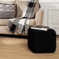 thumbnail image 6 of · REDEARTH · Cube Pouf Foot Stool Ottoman - Hand Knitted Poof - Cord Boho Pouffe - Home Décor - Stuffed Footrest for Living Room - Bedroom - Covered Patio (16"x16"x16") - Black, 6 of 6