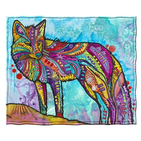 Dawhud Direct Colorful Fox Fleece Blanket for Bed, 50" x 60" Dean Russo Fox Fleece Throw Blanket