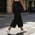 thumbnail image 6 of Womens Pants with Pockets 100% Cotton Elastic Waist Relaxed Fit Loose Casual Pants, 6 of 8
