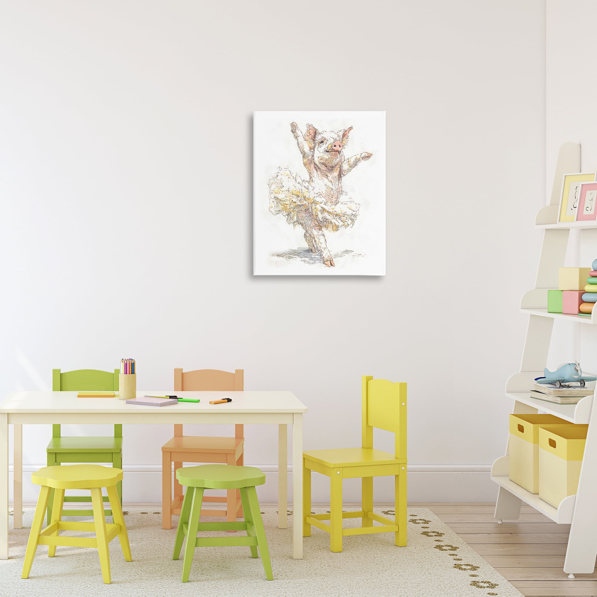 Ballet Pig Tutu Canvas Wall Art, design by Ziwei Li
