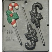 2093 Candy Cane with Holly Lollipop Chocolate Candy Mold