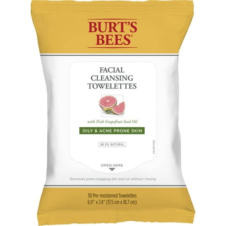 Burt’s Bees Facial Cleansing Acne Towelettes, Grapefruit, 30 (Best Face Wipes For Acne Uk)