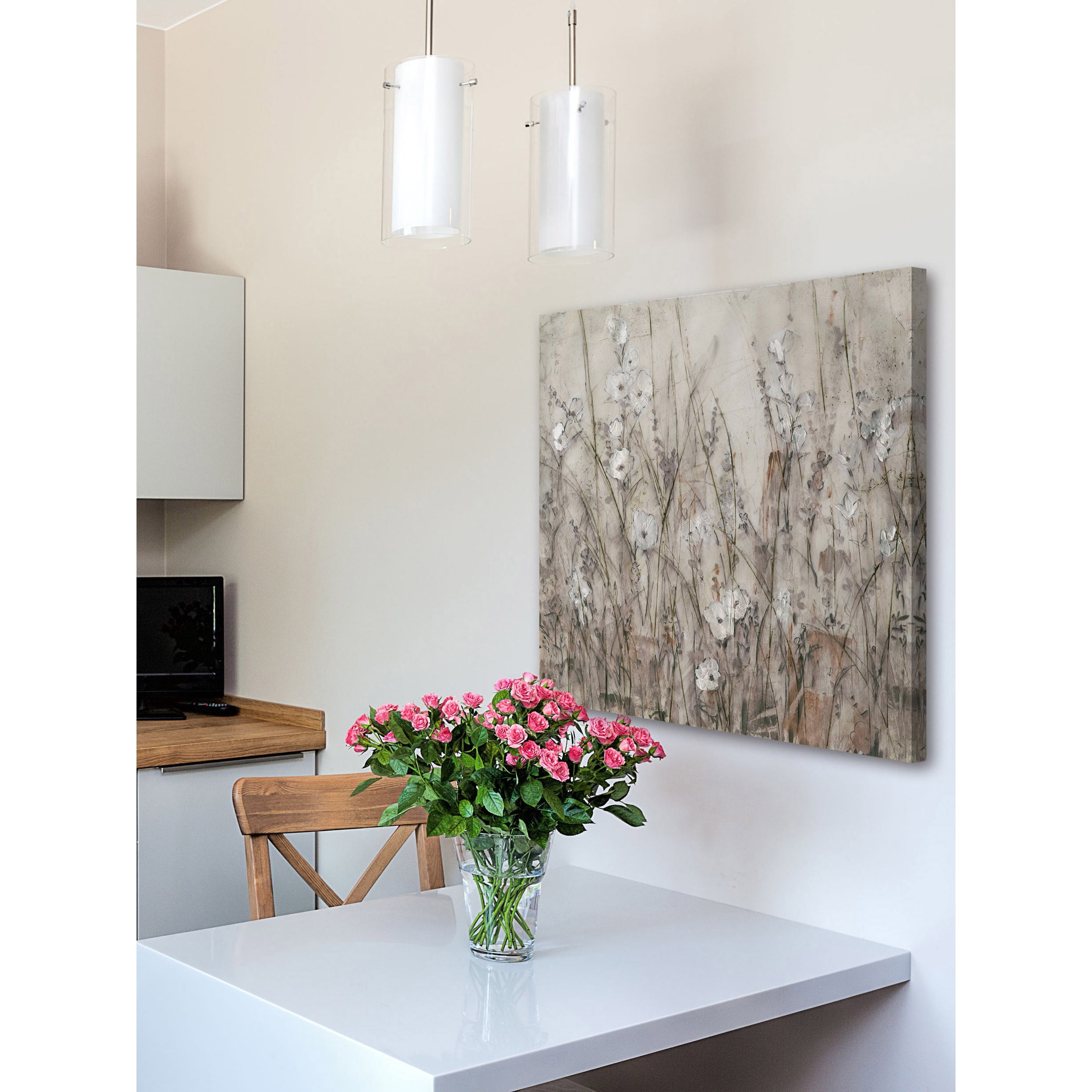 Marmont Hill "Tiny White Blooms" Painting Print on Wrapped Canvas