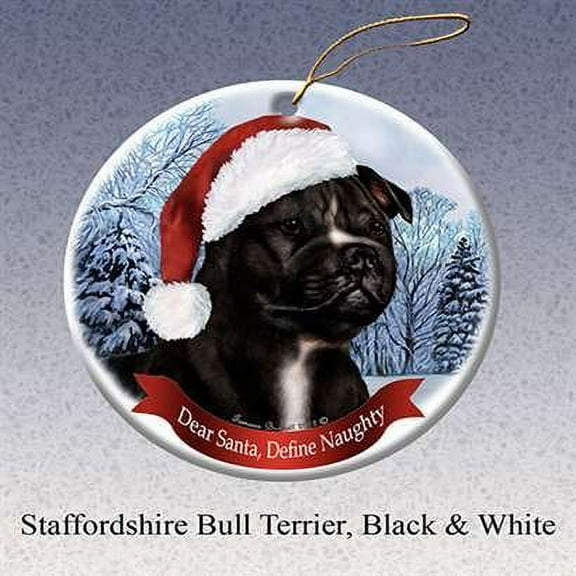 Holiday Pet Gifts Staffordshire Bull (Black & White) Dog Porcelain Ornament