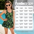 thumbnail image 7 of Xoenoiee Green Shamrock Hat Print Girls One Piece Swimsuit with Skirt Ruched Ruffle Swimwear St. Patrick's Day Tummy Control Swim Dress Sleeveless Bathing Suit, Size 3-4 Years, 7 of 7