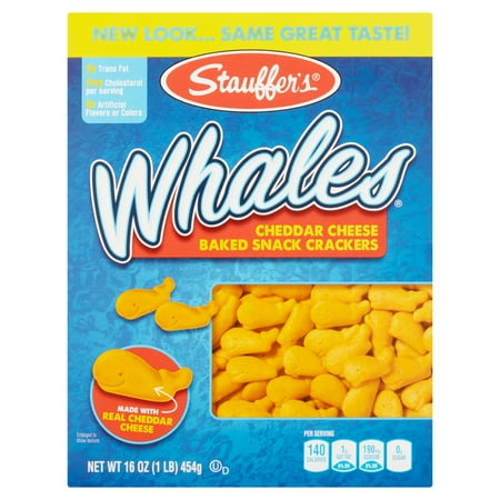 Merlot Cheddar - (2 Pack) Stauffer's Whales Cheddar Cheese Baked Snack Crackers, 16 oz