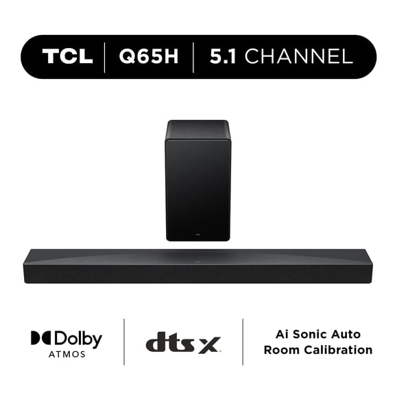 TCL Q65H Q Series 5.1 Channel Soundbar with Dolby Atmos, DTS:X, Ray Danz Technology, Wireless Subwoofer, and Bluetooth Music Streaming - Q65H