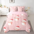 thumbnail image 2 of Manfei Merry Xmas Bedding Comforter Set 7pcs for Kids Children, Christmas Hat Snowman Full Bedding Set, Pink White Snowflake Fitted Sheet Flat Sheet, Ultra Soft Home Decor, 2 of 8