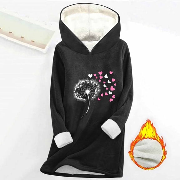 YueHuiYing Fashion Women's Thickened Warm Pullover Fashionable Casual Long Sleeved Hooded Sweatshirt