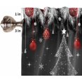 thumbnail image 6 of Christmas Kitchen Curtains and Valances Set, Rod Pocket Curtains Tier Farmhouse Window Curtains 24 Inch Length, Pine Tree Snowflake Ball Silver Leaves Black 3 Piece Kitchen Curtains Set, 6 of 6