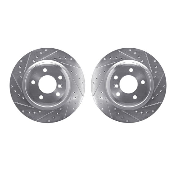 Dynamic Friction Company Rear Brake Rotors-Drilled and Slotted-Silver 7002-31082