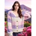 thumbnail image 6 of Womens Striped Chunky Cardigan Sweaters Button Up Fall Trendy Color Block Long Sleeve Knit Sweater Coats  XL, 6 of 8