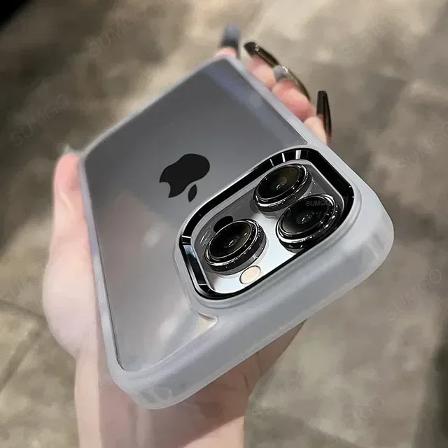 Luxury Metal Lens Bumper Clear Case For iPhone 15 14 13 12 11 Pro Max Mini X XS Max XR 7 8 Plus Silicone Acrylic Hard Back Cover